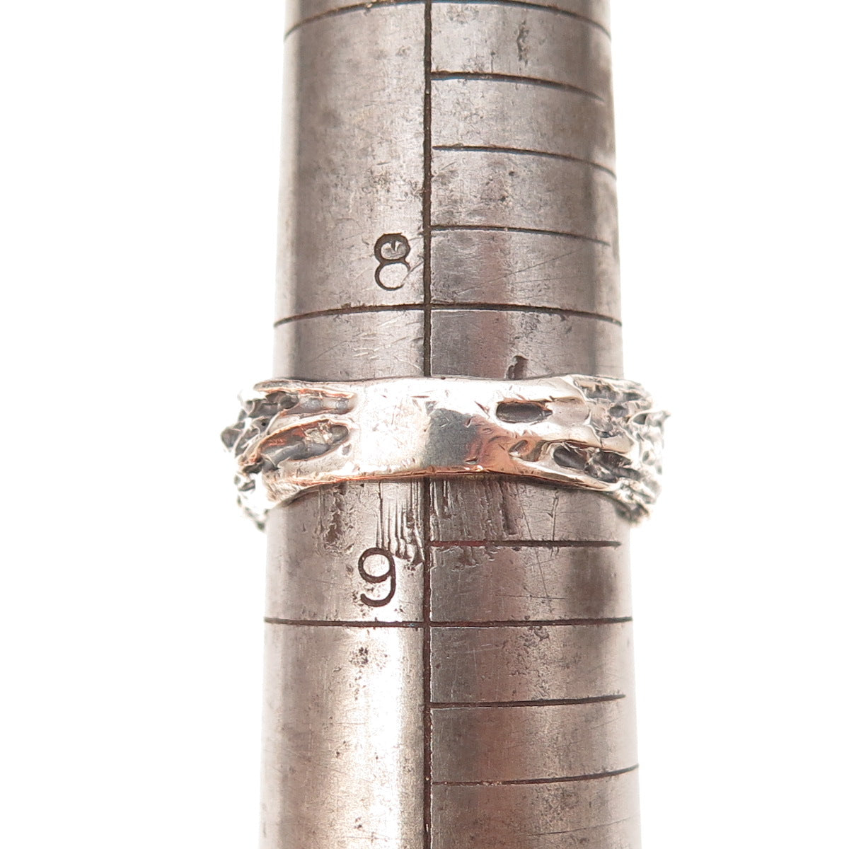 925 Sterling Silver Vintage Pink C Z Modernist Oxidized Ring Size 8.75
