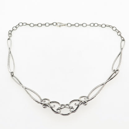 CAROLYN POLLACK 925 Sterling Silver Vintage Swirl Modernist Necklace 16"