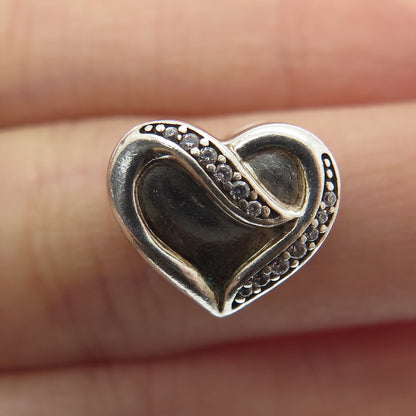 PANDORA 925 Sterling Silver C Z Dreams of Love Heart Bead Charm