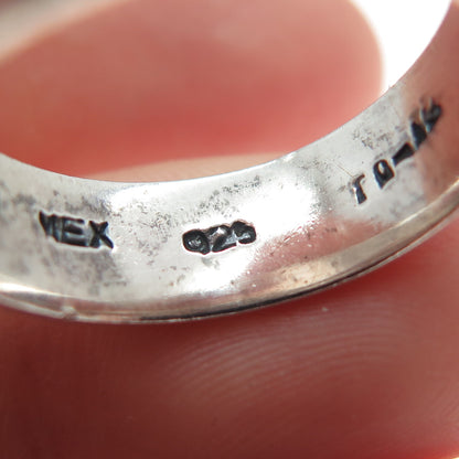 925 Sterling Silver Vintage Mexico Modernist Oxidized Band Ring Size 8