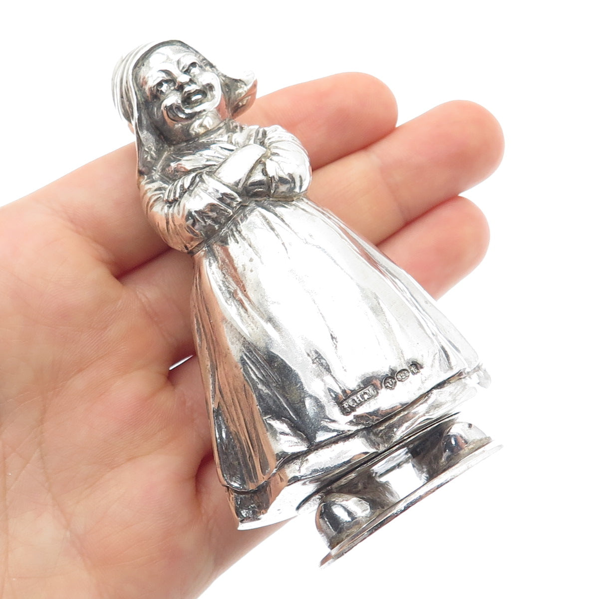 BERTHOLD HERMANN MULLER 925 Sterling Antique 1914 Dutch Lady Salt Pepper Shaker
