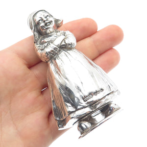 BERTHOLD HERMANN MULLER 925 Sterling Antique 1914 Dutch Lady Salt Pepper Shaker