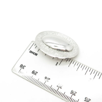 925 Sterling Silver Antique Art Deco BEAU Oval Textured Pin Brooch