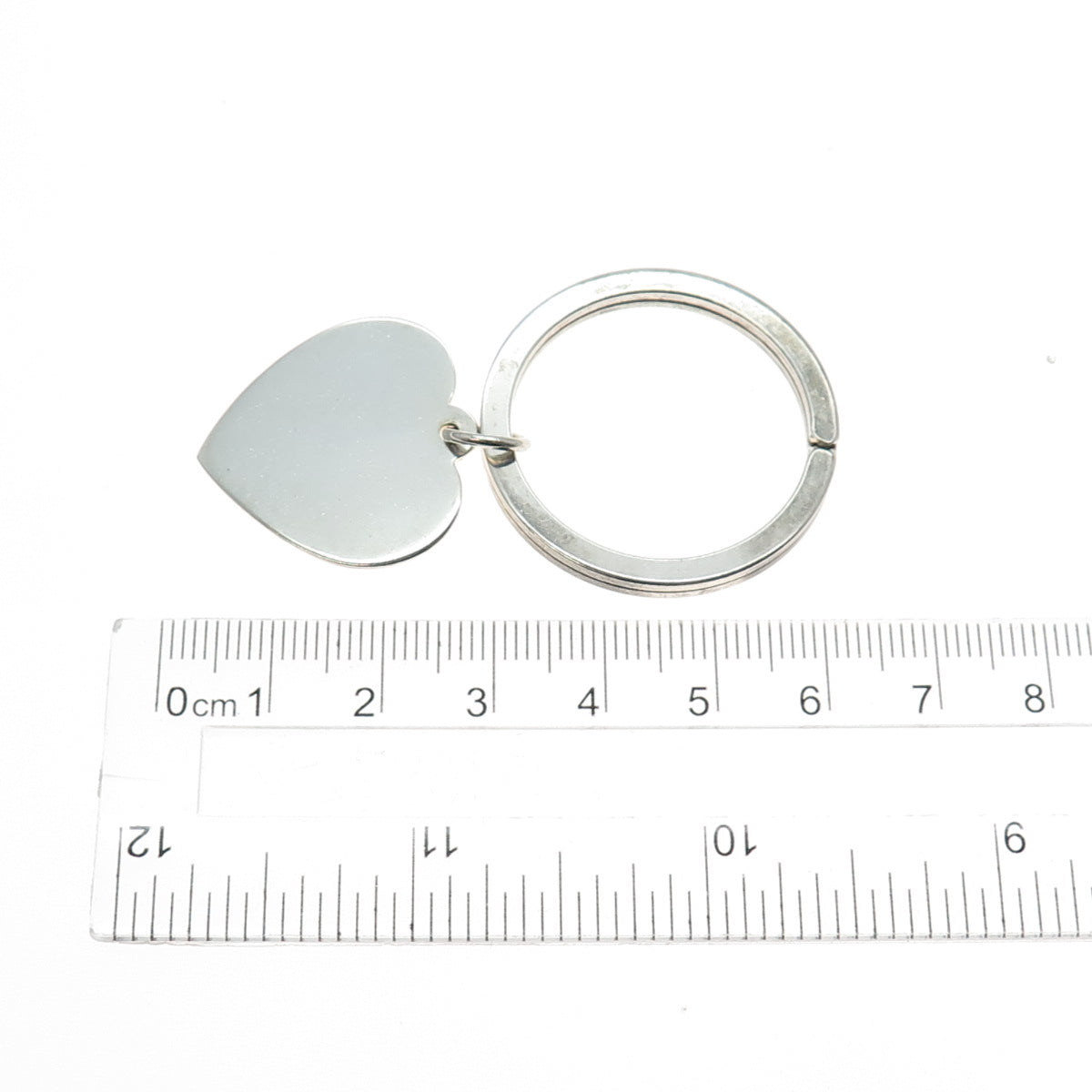 J.T. INMAN 925 Sterling Silver Vintage Heart Tag Key Fob Ring