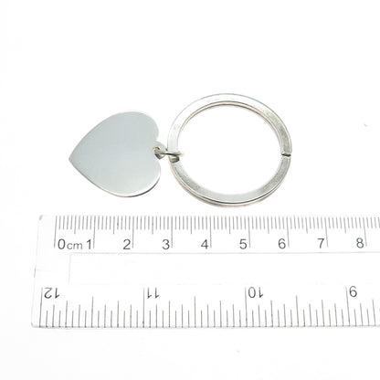 J.T. INMAN 925 Sterling Silver Vintage Heart Tag Key Fob Ring