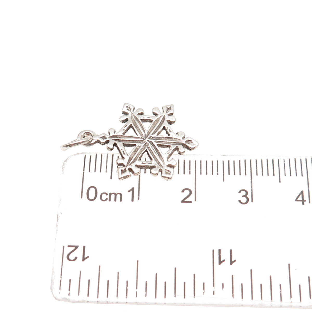 925 Sterling Silver Vintage Snowflake Oxidized Mini Charm Pendant