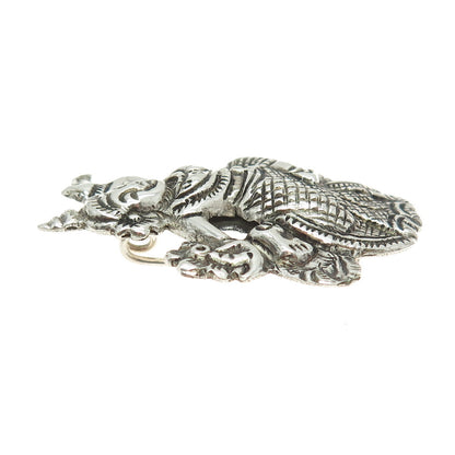 925 Sterling Silver Vintage Niello Hindu Goddess Pin Brooch