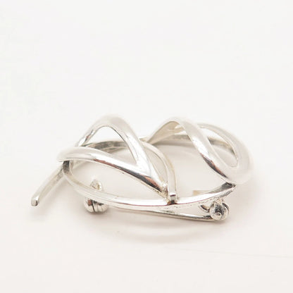 925 Sterling Silver Vintage Modernist Pin Brooch