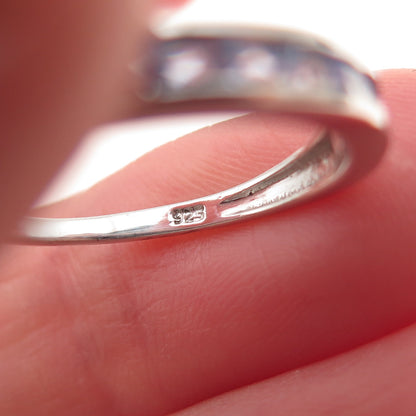 Chuck Clemency 925 Sterling Silver Real Round-Cut Tanzanite Band Ring Size 7