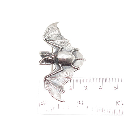 925 Sterling Silver Vintage Bat Oxidized Pin Brooch