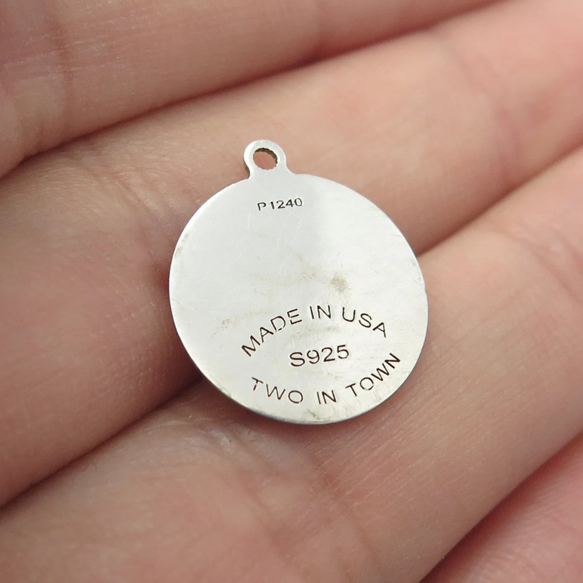 925 Sterling Silver USA Two In Town Rhinoceros Charm Pendant