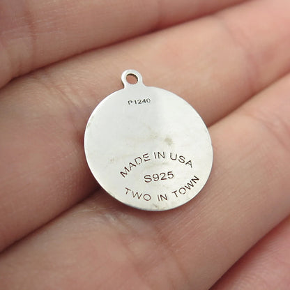 925 Sterling Silver USA Two In Town Rhinoceros Charm Pendant