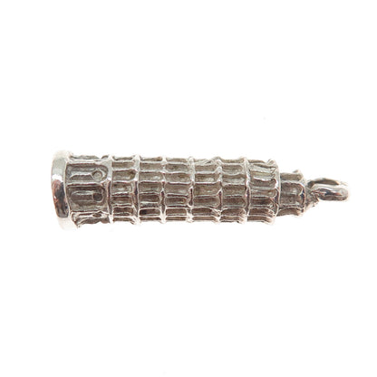 800 Silver Vintage Tower of Pisa 3D Charm Pendant