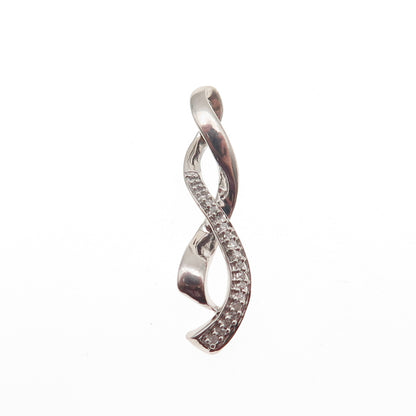 Jane Seymour 925 Sterling Silver Real Round-Cut Diamond Twisted Charm Pendant
