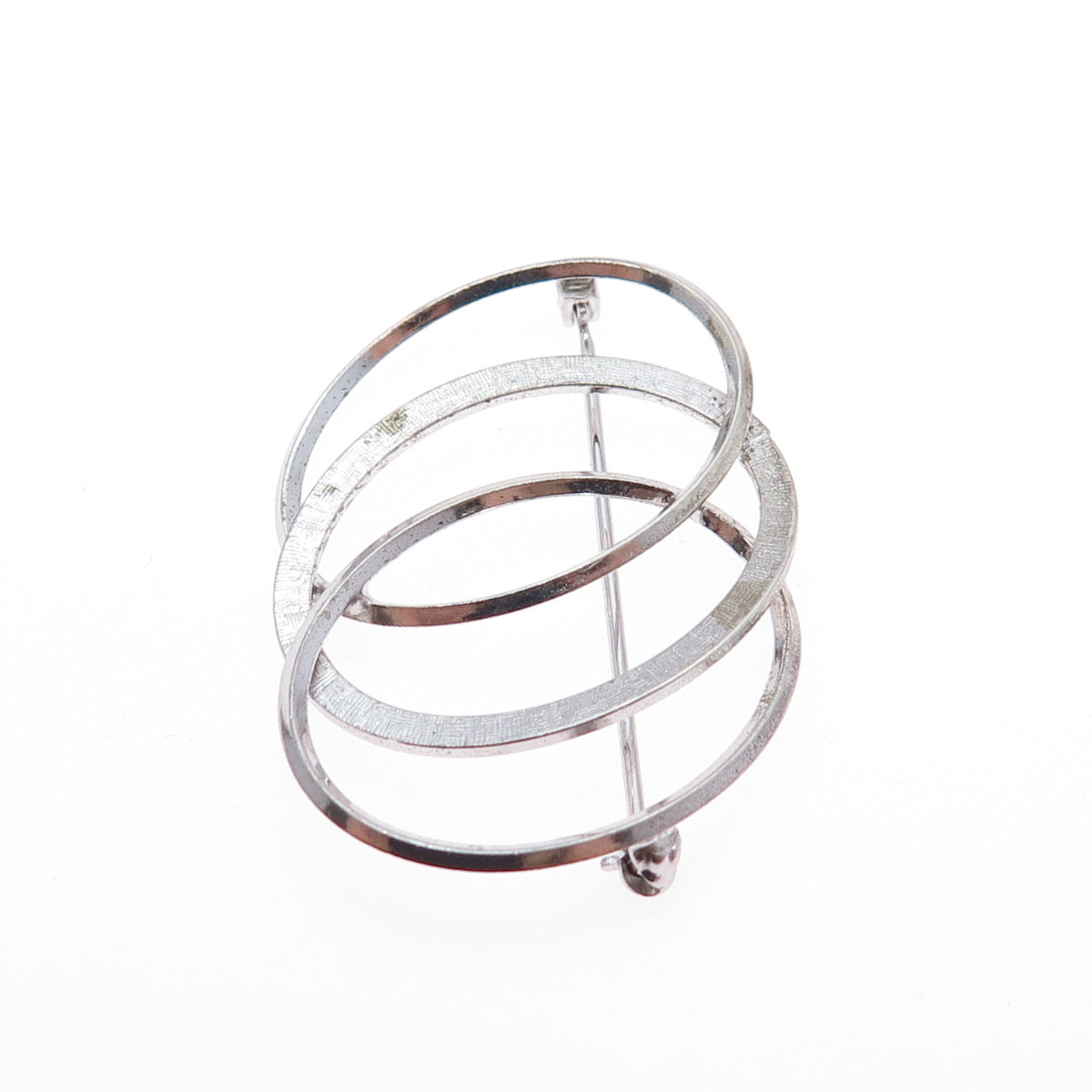 VAN DELL 925 Sterling Silver Vintage Interlocked Eternity Circle Pin Brooch