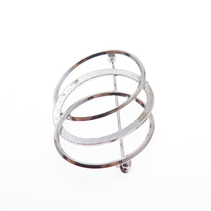 VAN DELL 925 Sterling Silver Vintage Interlocked Eternity Circle Pin Brooch