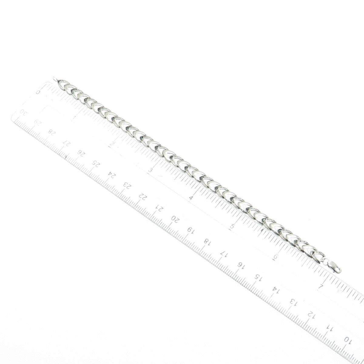925 Sterling Silver Vintage Real Black Diamond Franco Link Bracelet 7"