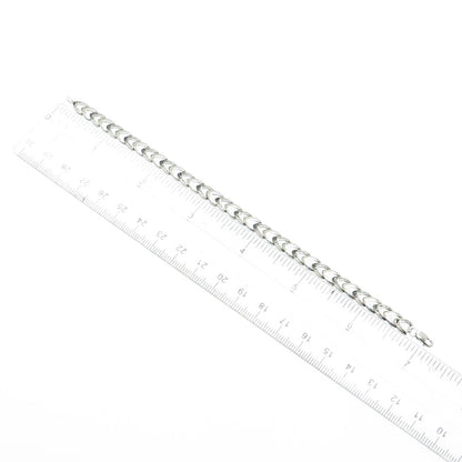 925 Sterling Silver Vintage Real Black Diamond Franco Link Bracelet 7"