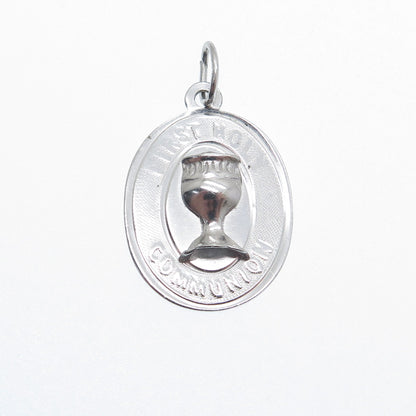 925 Sterling Silver Vintage First Holy Communion Religious Charm Pendant