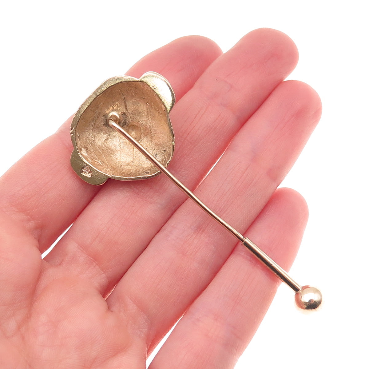 925 Sterling Silver Gold Plated Vintage Tribal Mask Lapel Pin