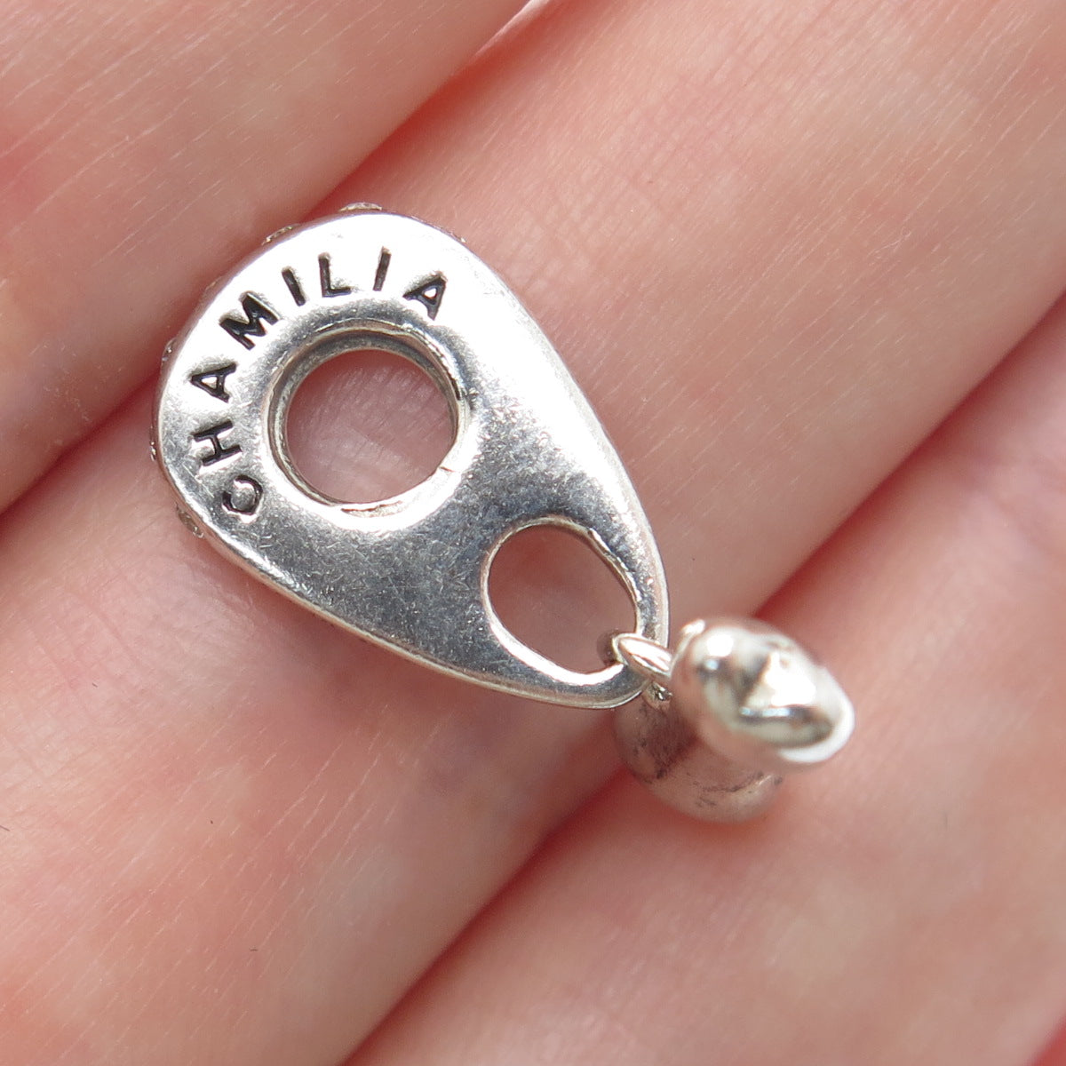 CHAMILIA 925 Sterling Silver C Z Dog Bone Dangle Charm