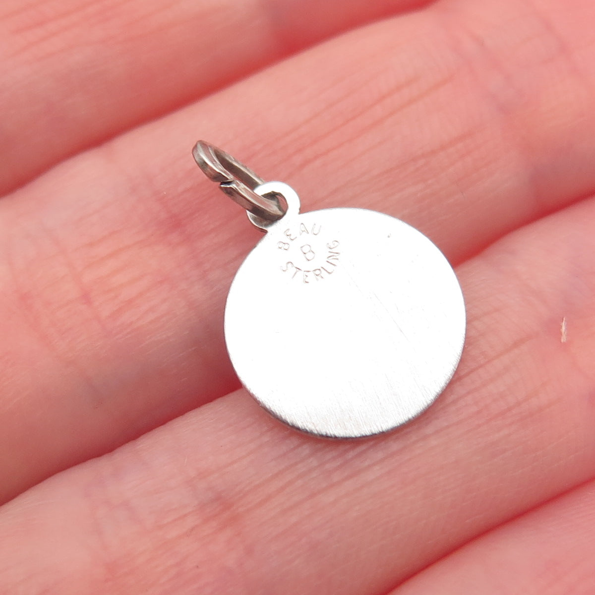 BEAU 925 Sterling Silver Vintage Bridesmaid Round Tag Mini Charm Pendant