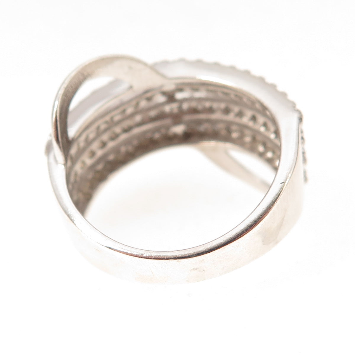 925 Sterling Silver Round-Cut C Z 5-Row Wave Ring Size 8.25