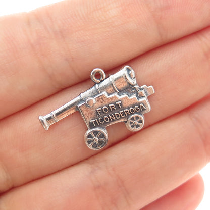 BATES & KLINKE 925 Sterling Silver Vintage Fort Ticonderoga Cannon Charm Pendant