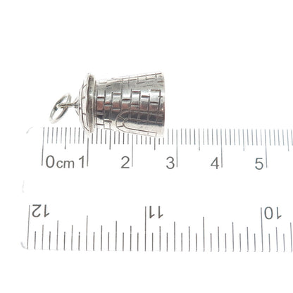 925 Sterling Silver Vintage Mexico Tower 3D Charm Pendant