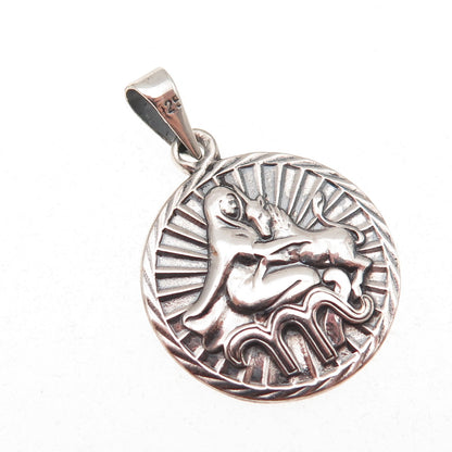 925 Sterling Silver Vintage Virgo Zodiac Sign Oxidized Charm Pendant