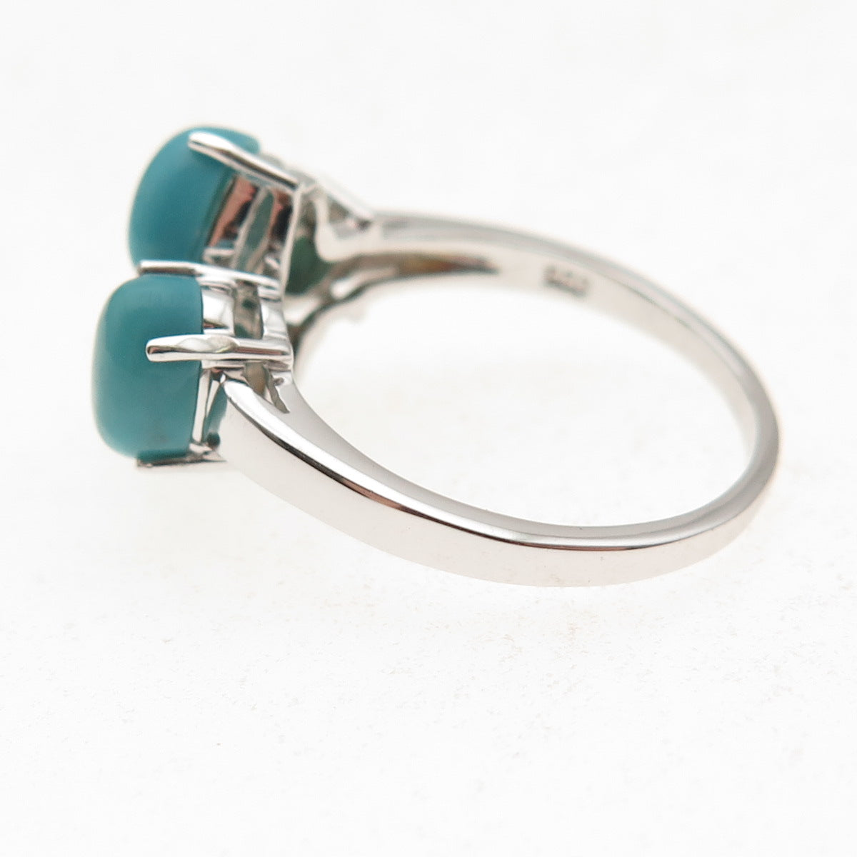 925 Sterling Silver Real Kingman Turquoise Cluster Ring Size 8