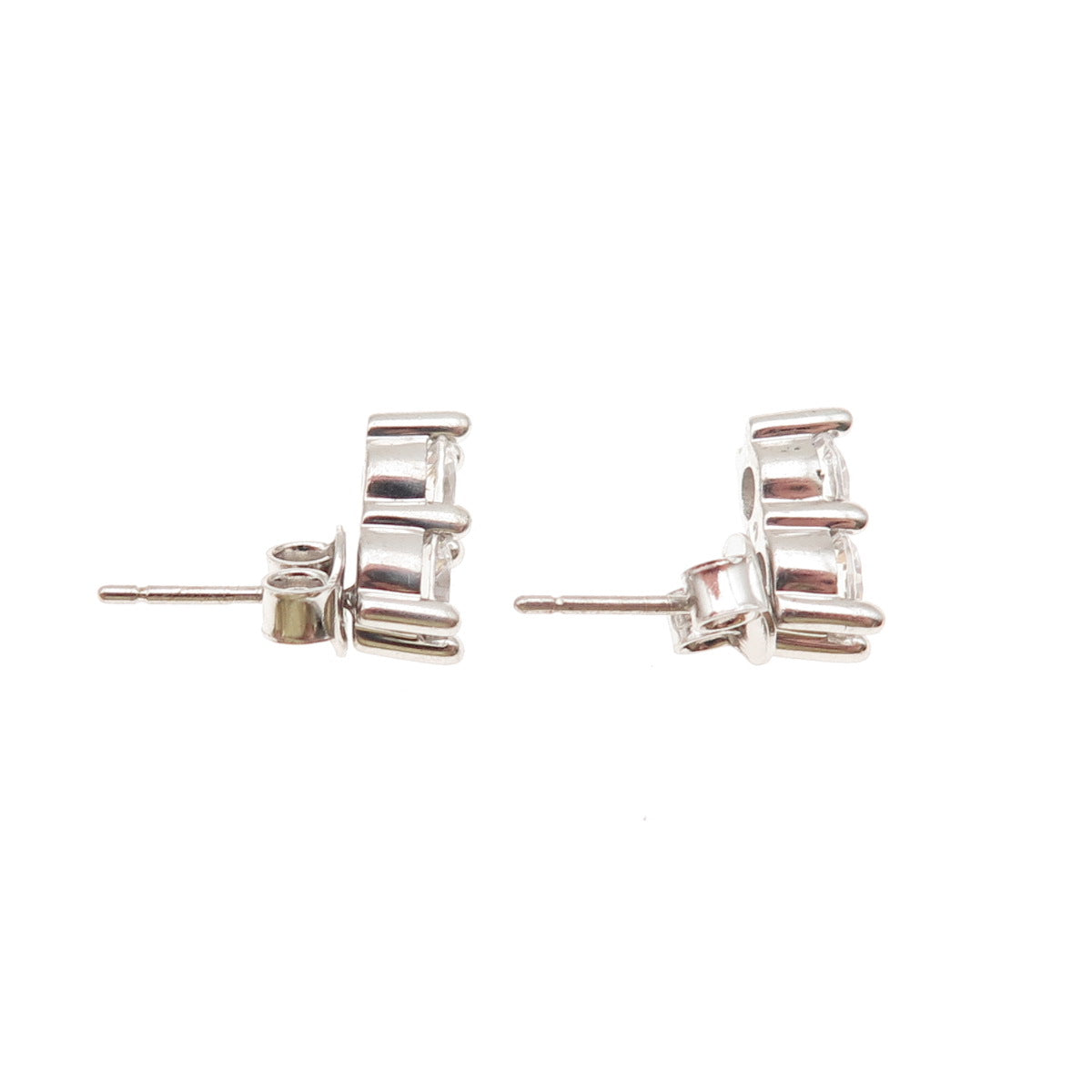 925 Sterling Silver Round-Cut C Z Stud Earrings