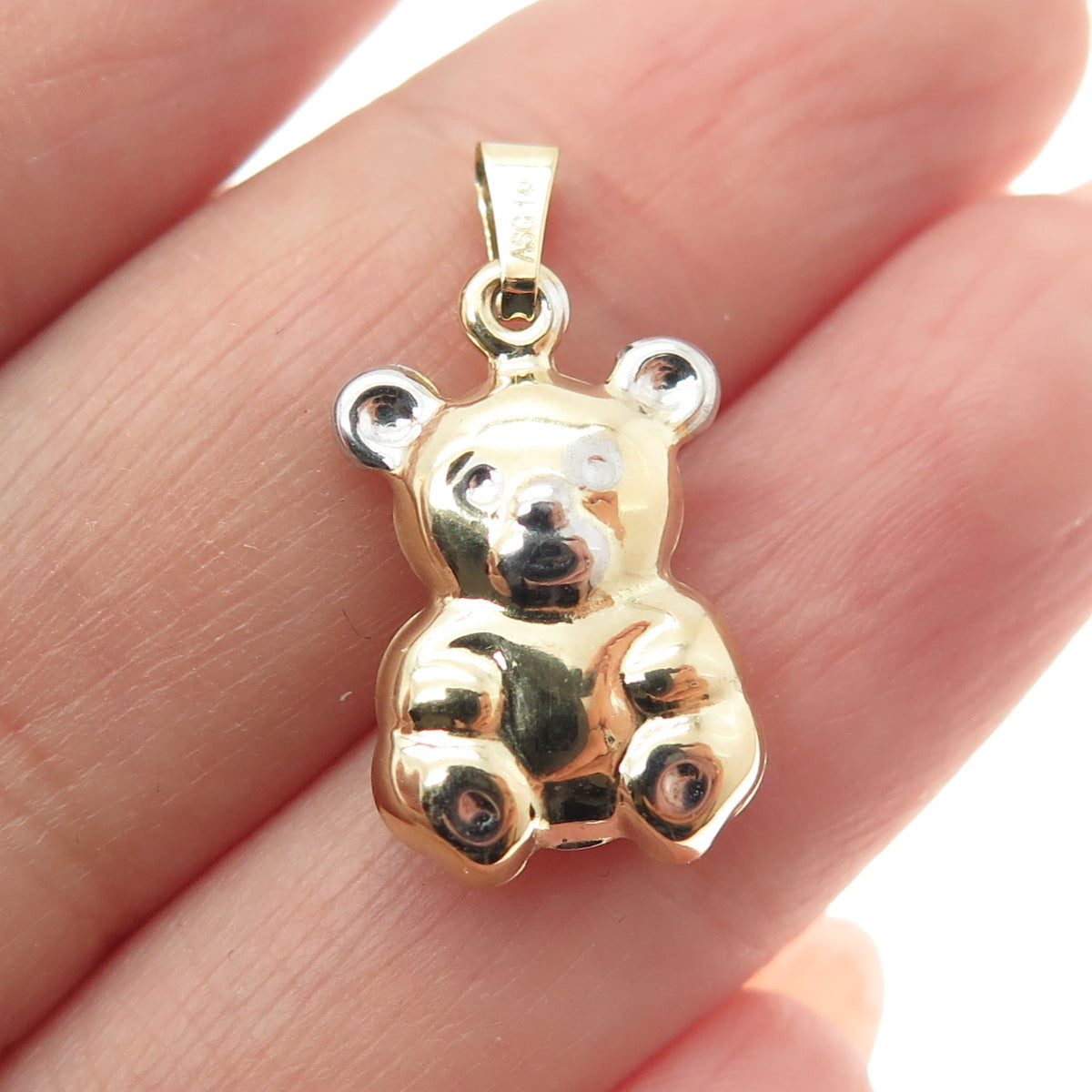 14K Yellow Gold Teddy Bear Minimalist Charm Pendant