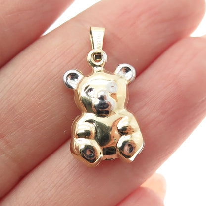 14K Yellow Gold Teddy Bear Minimalist Charm Pendant