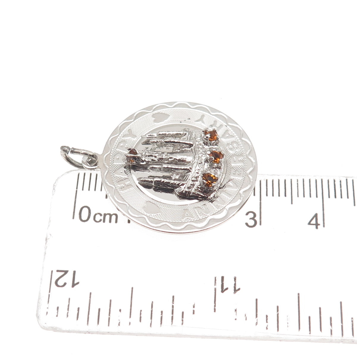 Spencer Co. Sterling Silver Vintage Rhinestone Happy Anniversary Charm Pendant