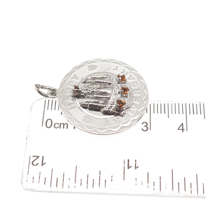 Spencer Co. Sterling Silver Vintage Rhinestone Happy Anniversary Charm Pendant