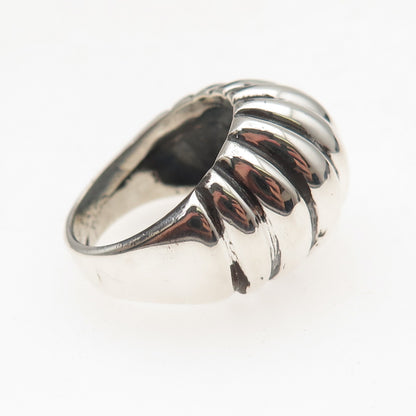 925 Sterling Silver Vintage Mexico Modernist Oxidized Dome Ring Size 7.5