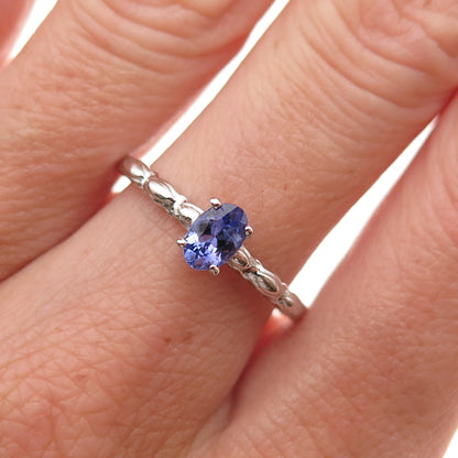 Chuck Clemency 925 Sterling Silver Real Oval-Cut Tanzanite Ring Size 8