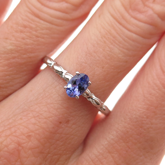 Chuck Clemency 925 Sterling Silver Real Oval-Cut Tanzanite Ring Size 8