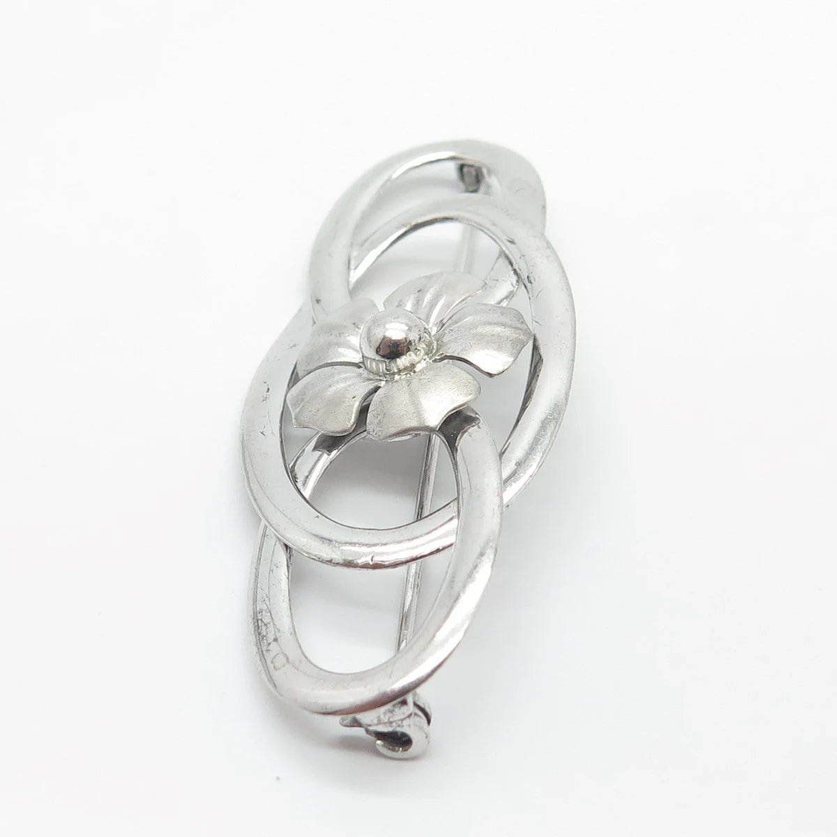 925 Sterling Silver Vintage Floral Pin Brooch