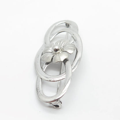 925 Sterling Silver Vintage Floral Pin Brooch