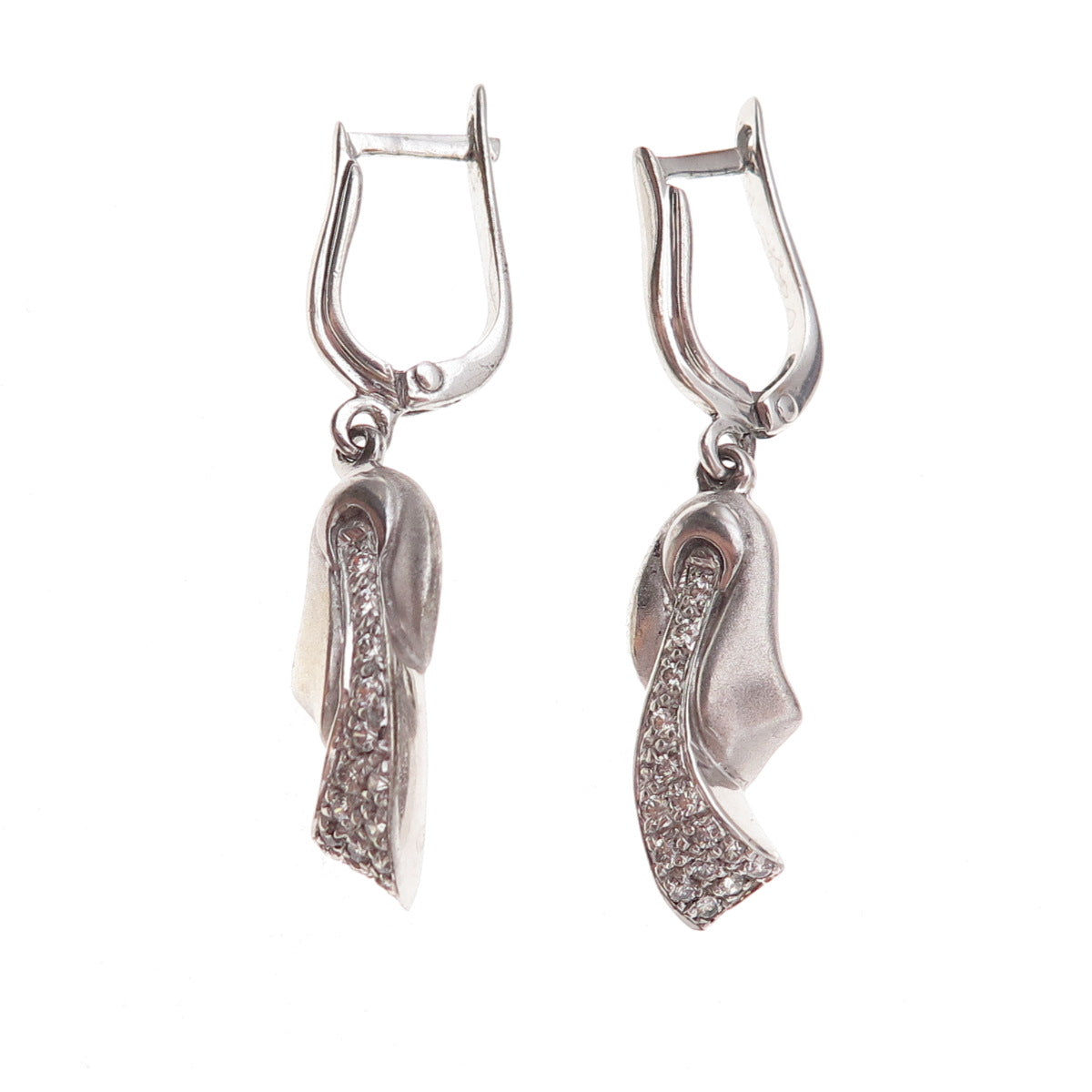 925 Sterling Silver Vintage Round-Cut C Z Aquarius Zodiac Dangle Earrings