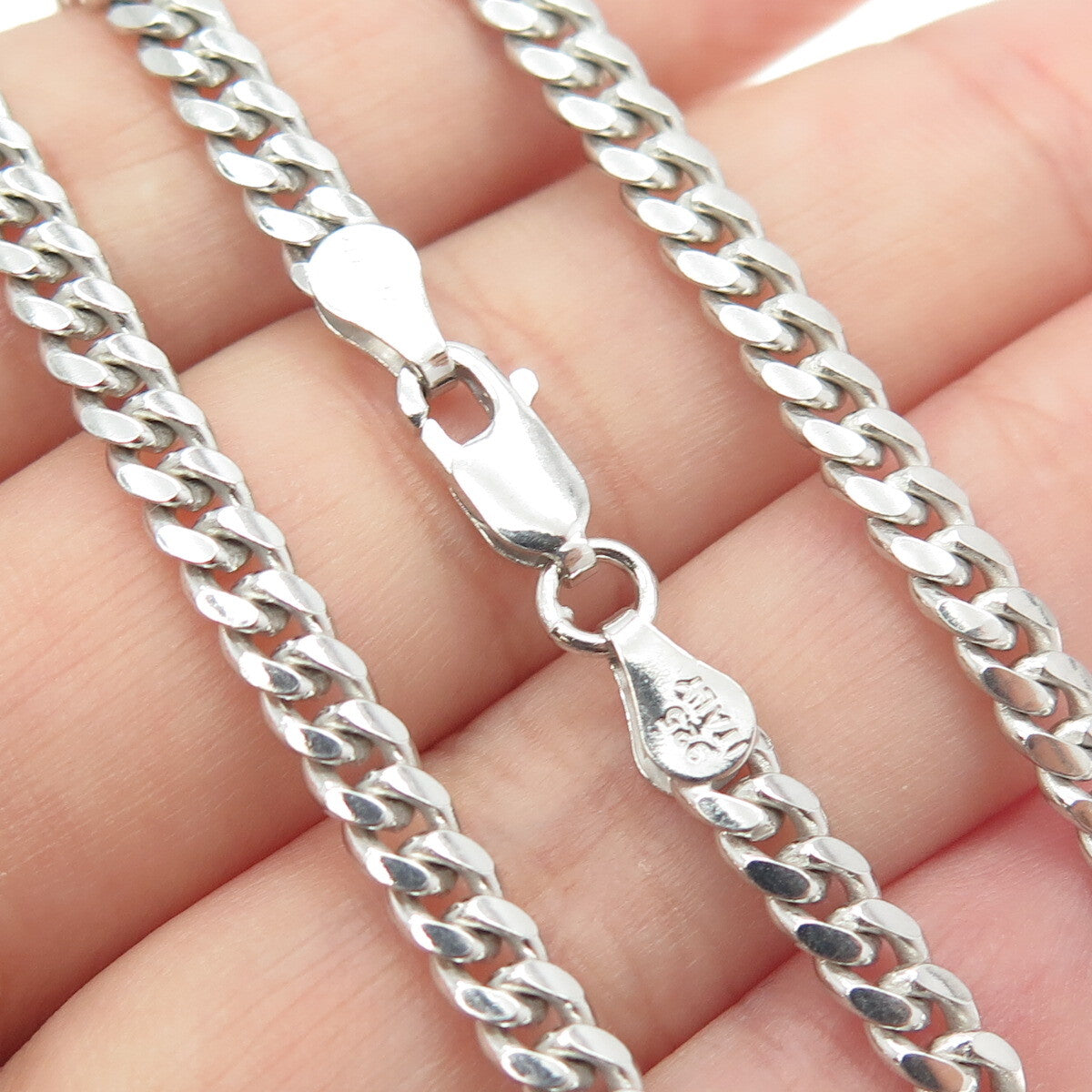 KARIZIA SPA KA 1772 925 Sterling Silver Italy Cuban Chain Necklace 24"
