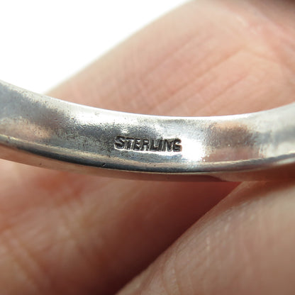 925 Sterling Silver Vintage Knife Edge Modernist Oxidized Band Ring Size 11.25