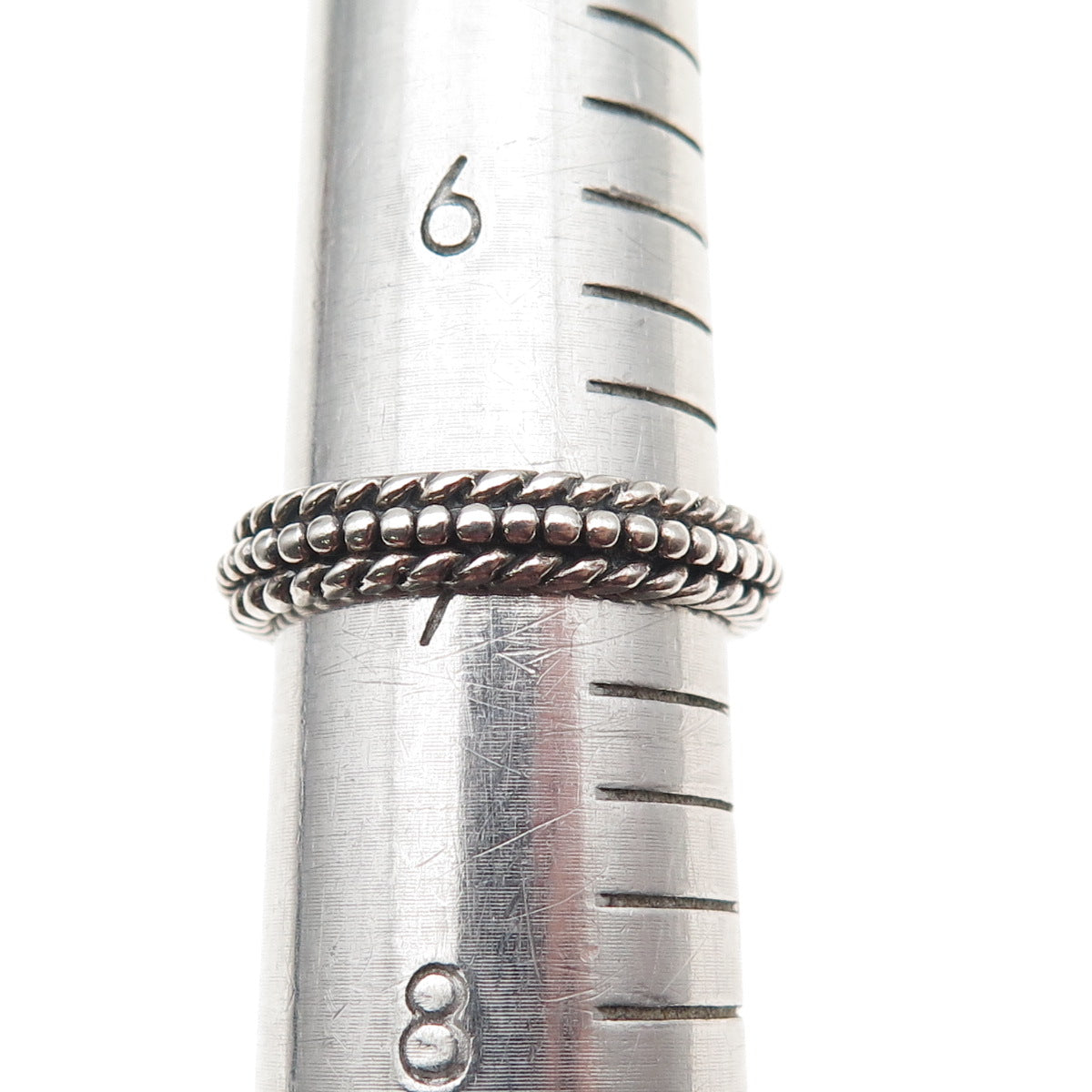 Chapal Zenray 925 Sterling Silver Vintage Dotted Oxidized Band Ring Size 7
