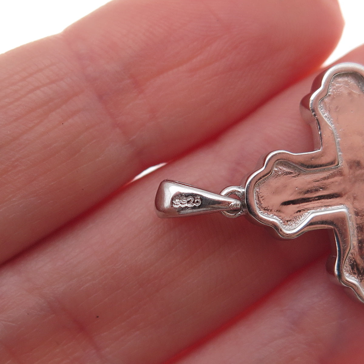 925 Sterling Silver Round-Cut C Z Cross Charm Pendant