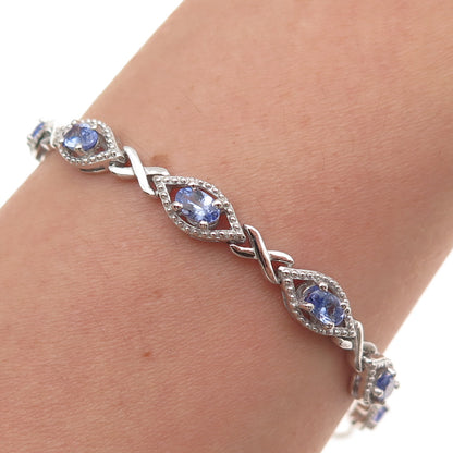 Chuck Clemency Sterling Silver Real Tanzanite Adjustable Bolo Bracelet 6-9.5"