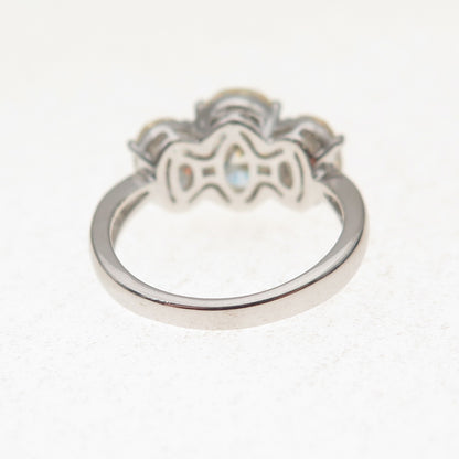 925 Sterling Silver Oval-Cut Canary C Z Engagement Ring Size 5.25