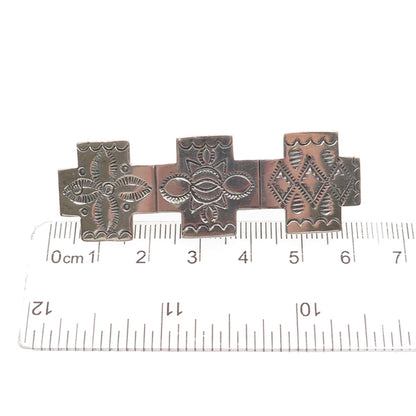 Old Pawn Sterling Silver Vintage Southwestern Cross French Hair Clip Barrette