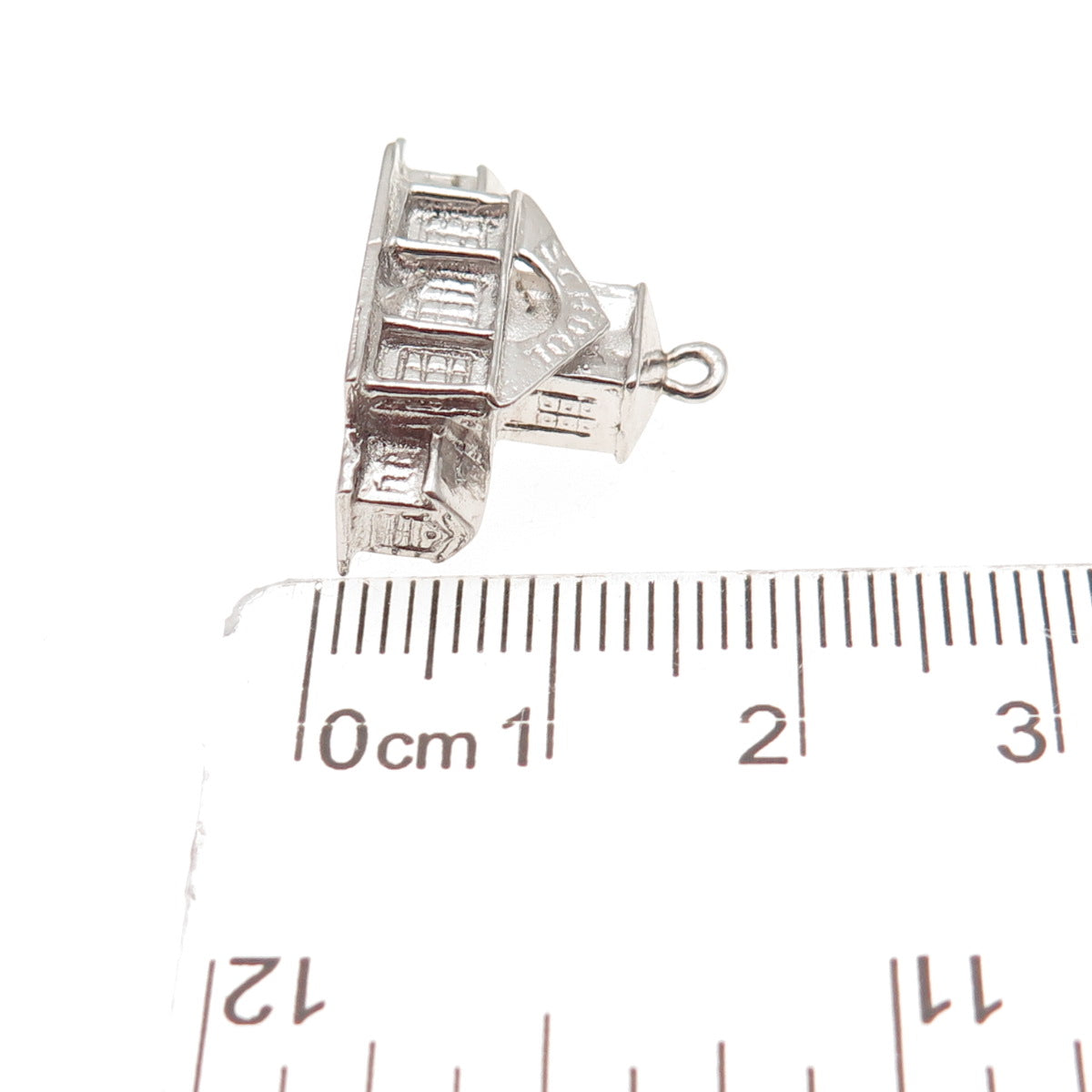 Town & Country 925 Sterling Silver Vintage Schoolhouse 3D Mini Charm Pendant
